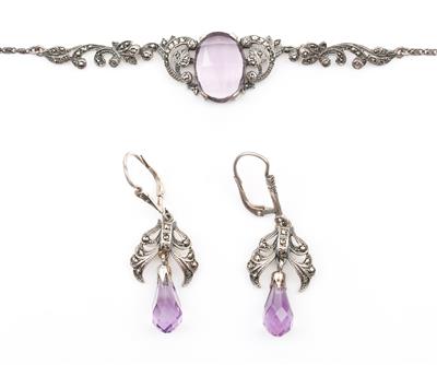 Amethyst-MarkasitSchmuckgarnitur - Kunst, Antiquitäten und Schmuck