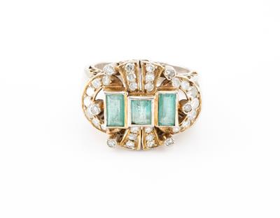 Diamant Smaragddamenring - Kunst, Antiquitäten und Schmuck