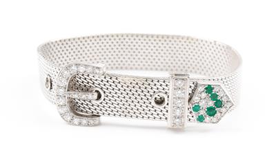 Brillant-Smaragd-Armband in Gürtelform - Umění, starožitnosti, šperky