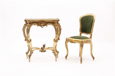 1 Konsoltisch, 1 Sessel im Stile des Louis Seize 19. Jh. - Kunst, Antiquitäten und Schmuck