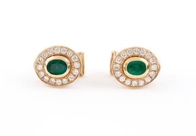 Brillant Smaragdohrclips - Arte, antiquariato e gioielli