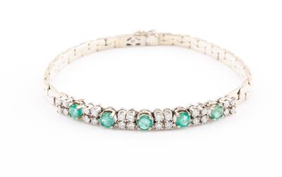 Smaragd-Brillantarmband - Arte, antiquariato e gioielli