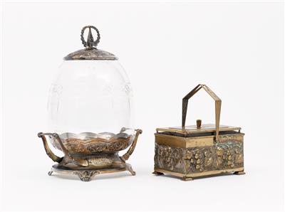 1 Bowletopf, 1 rechteckige Deckeldose mit Henkel Anfang 20. Jh. - Antiques, art and jewellery