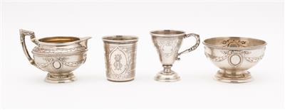 2 Becher, 1 Schale, 1 Kännchen, um 1900 - Antiques, art and jewellery