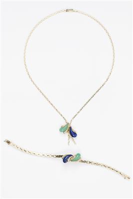 Lapis Lazuli-ChrysoprasSchmuckgarnitur - Jewellery, watches and silver