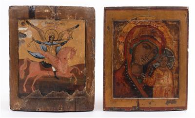 2 Russische Ikonen, 19. Jahrhundert: - Kunst und Antiquitäten