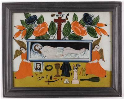 Hinterglasbild "Heiliges Grab Jesu", Sandl 19. Jahrhundert - Umění a starožitnosti