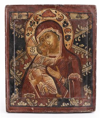 Russische Ikone, Darstellung der Gottesmutter von Wladimir, 19. Jahrhundert - Antiques and art