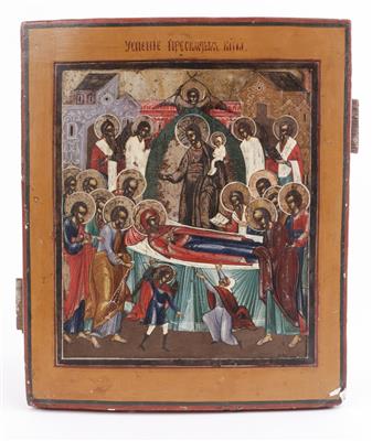 Russische Ikone, Entschlafen der Gottesmutter, 19. Jahrhundert - Arte e antiquariato