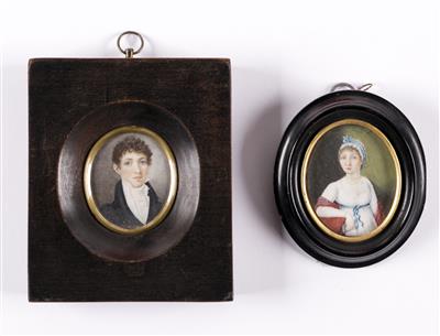 2 Porträtminiaturen, 1. Drittel 19. Jahrhundert: - Bilder