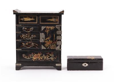 Asiatisches Miniatur-Kästchen und Lackdose, 20. Jahrhundert - Arte e antiquariato