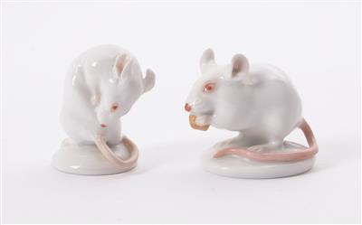 Paar Mäuse, Porzellanmanufaktur Augarten, Wien 20. Jahrhundert - Kunst und Antiquitäten