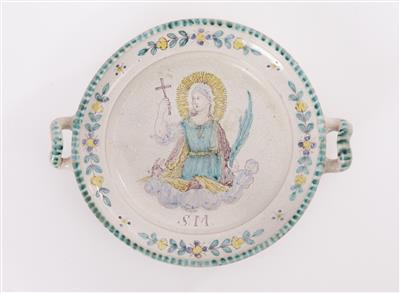 Doppelhenkelschüssel "Santa Monica", Gmunden, 19. Jahrhundert - Kunst und Antiquitäten