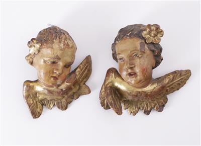 Paar geflügelte Engelsköpfe, Süddeutschland, 2. Hälfte 18. Jahrhundert - Umění a starožitnosti