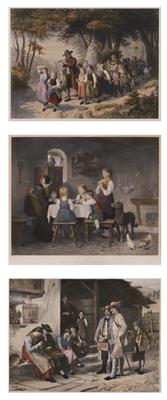 3 Bilder, nach Franz von Defregger (1835-1921) und Ludwig Richter (1803-1984) - Dipinti