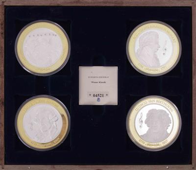 Vier Sammlermünzen: Die Wiener Klassik, Österreich 2010-2015 - Kunst und Antiquitäten