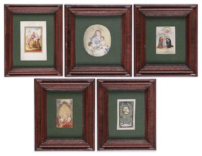 5 Andachtsbilder - Klosterarbeiten, 18. Jahrhundert - Paintings