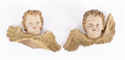 Paar geflügelte Engelsköpfe, Anfang 19. Jahrhundert - Kunst und Antiquitäten