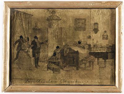 Eglomisebild "Der kranke Musikus", um 1840 - Paintings