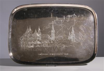 Großes Tablett mit Ansicht von Salzburg, München, 3. Viertel 20. Jahrhundert - Antiques and art
