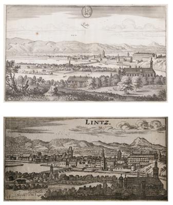 Zwei Ansichten von Linz, 17. Jahrhundert - Paintings