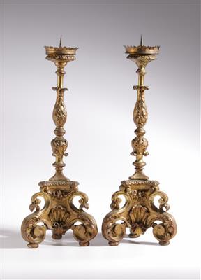 Paar barocke Altarleuchter, 18. Jahrhundert - Kunst & Antiquitäten
