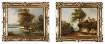 Maler des 19. Jahrhunderts, Paar große Bilder - Dipinti