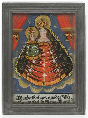 Hinterglasbild "Gnadenbild Maria Zell", 20. Jahrhundert - Kunst & Antiquitäten