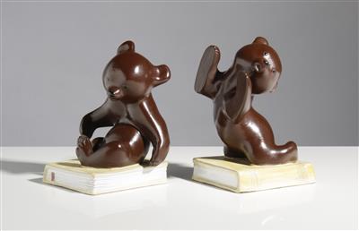 Paar Bären als Buchstützen, Anzengruber Keramik, um 1955 - Umění a starožitnosti