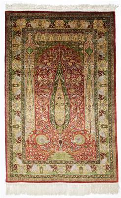 Täbriz Seidenteppich (Zypressen Design), ca. 172 x 113 cm, Nordwestpersien (Iran), Ende 20. Jahrhundert - Arte e antiquariato