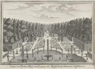 Ansicht des Schlossparks von Hellbrunn bei Salzburg, Matthias Diesel (1675-1752)  &  Karl Remshart (1678-1735) - Obrazy