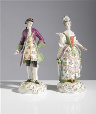 Elegantes Figurenpaar in barocker Kleidung, um 1900 - Arte e antiquariato