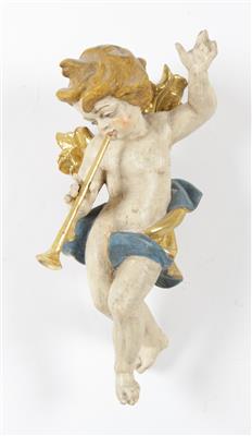 Fliegender Engel mit Posaune im Barockstil, 20. Jahrhundert - Arte e antiquariato