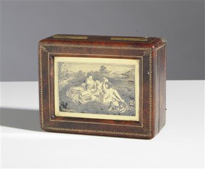 Schatulle - Humidor mit Eglomisebild, um 1900 - Arte e antiquariato