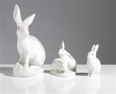 Drei Figuren: Kaninchen, Porzellanmanufaktur Herend, Ungarn, 2. Hälfte 20. Jahrhundert - Arte e antiquariato