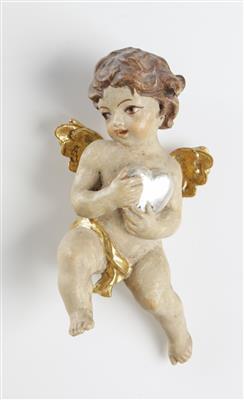Fliegender Engel mit Herz im Barockstil, 20. Jahrhundert - Arte e antiquariato