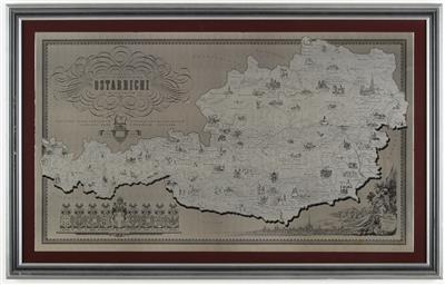 Karte von Österreich "Die Silberne Österreich-Karte - Antiques and art