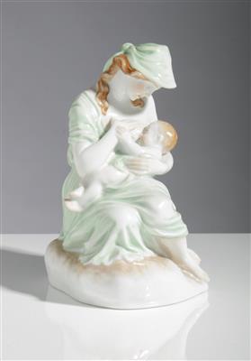 Stillende Mutter mit Kind, Porzellanmanufaktur Herend, Ungarn, 2. Hälfte 20. Jahrhundert - Arte e antiquariato