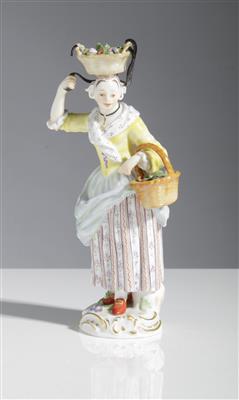 Marktfrau mit Blumenkörben, Entwurf Peter Reinicke um 1753, Porzellanmanufaktur Meissen - Antiques and art