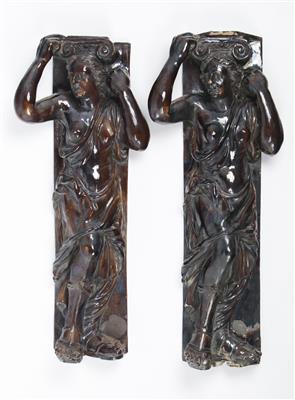 Paar Pilasterfiguren in Form von Karyatiden, um 1880 - Antiques and art