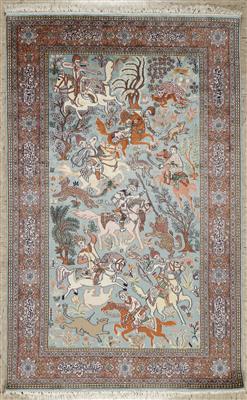 Kaschmir Seidenteppich, ca. 218 x 137 cm, Indien, Ende 20. Jahrhundert - Antiques and art