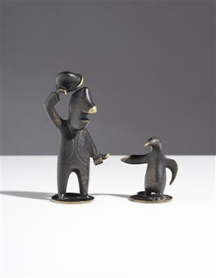 Mann mit Hut  &  Pinguin, Werkstätten Hagenauer, Wien - Antiques and art