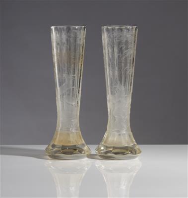 Paar Vasen mit jagdlichen Szenen, um 1900 - Möbel & Antiquitäten