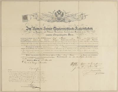 Urkunde: Austritt eines K. k. Offiziers aus der Österreichischen Armee, Wien, 1863 - Arte e antiquariato