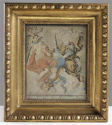 Andachtsbild - Klosterarbeit "Heilige Dreifaltigkeit", 18./19. Jahrhundert - Arte e antiquariato