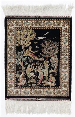 Hereke Seidenteppich (12 x 12), ca. 60 (79) x 50 cm, China, Ende 20. Jahrhundert - Antiquitäten, Möbel & Teppiche