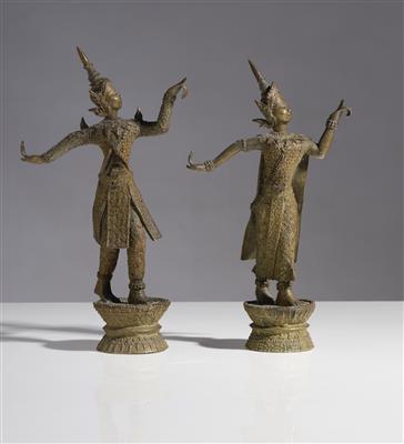 Paar thailändische Tänzerinnen - Antiquitäten, Möbel & Teppiche