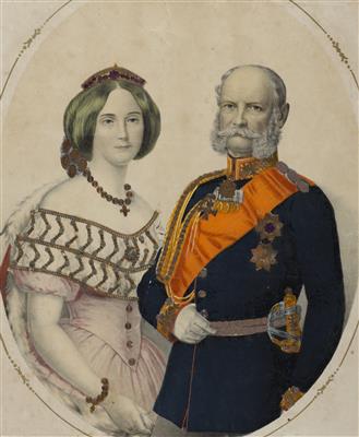 Portrait des Deutschen Kaisers Wilhelm I. von Preußen und Augusta von Sachsen-Weimar-Eisenach - Antiquitäten, Möbel & Teppiche