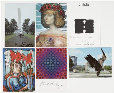 Sechs Künstler Postkarten mit Handsignaturen - Bilder