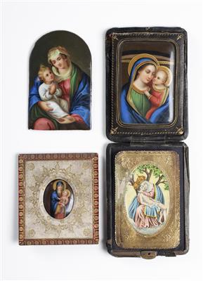 Drei Mariendarstellungen auf Porzellan, Russland und Mitteleuropa, 19. Jhd. - Antiques and art